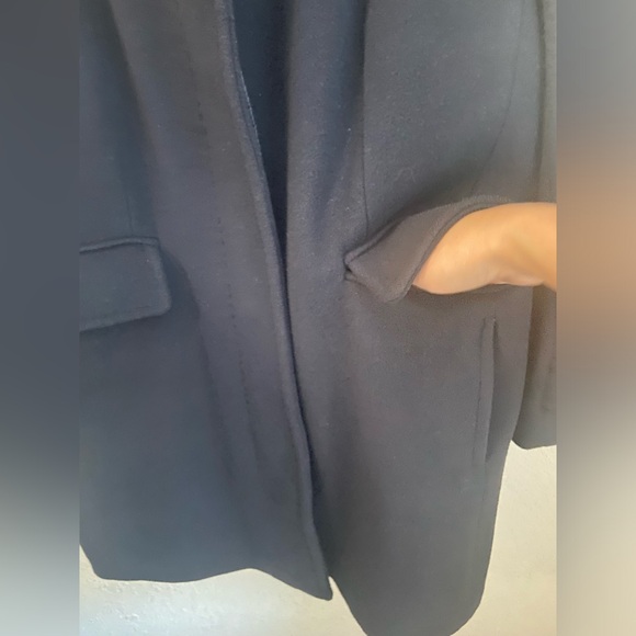 Gorgeous Lands End Navy Trench Coat Wool Blend 4 Pockets Women’s Size 10P - Picture 3 of 15